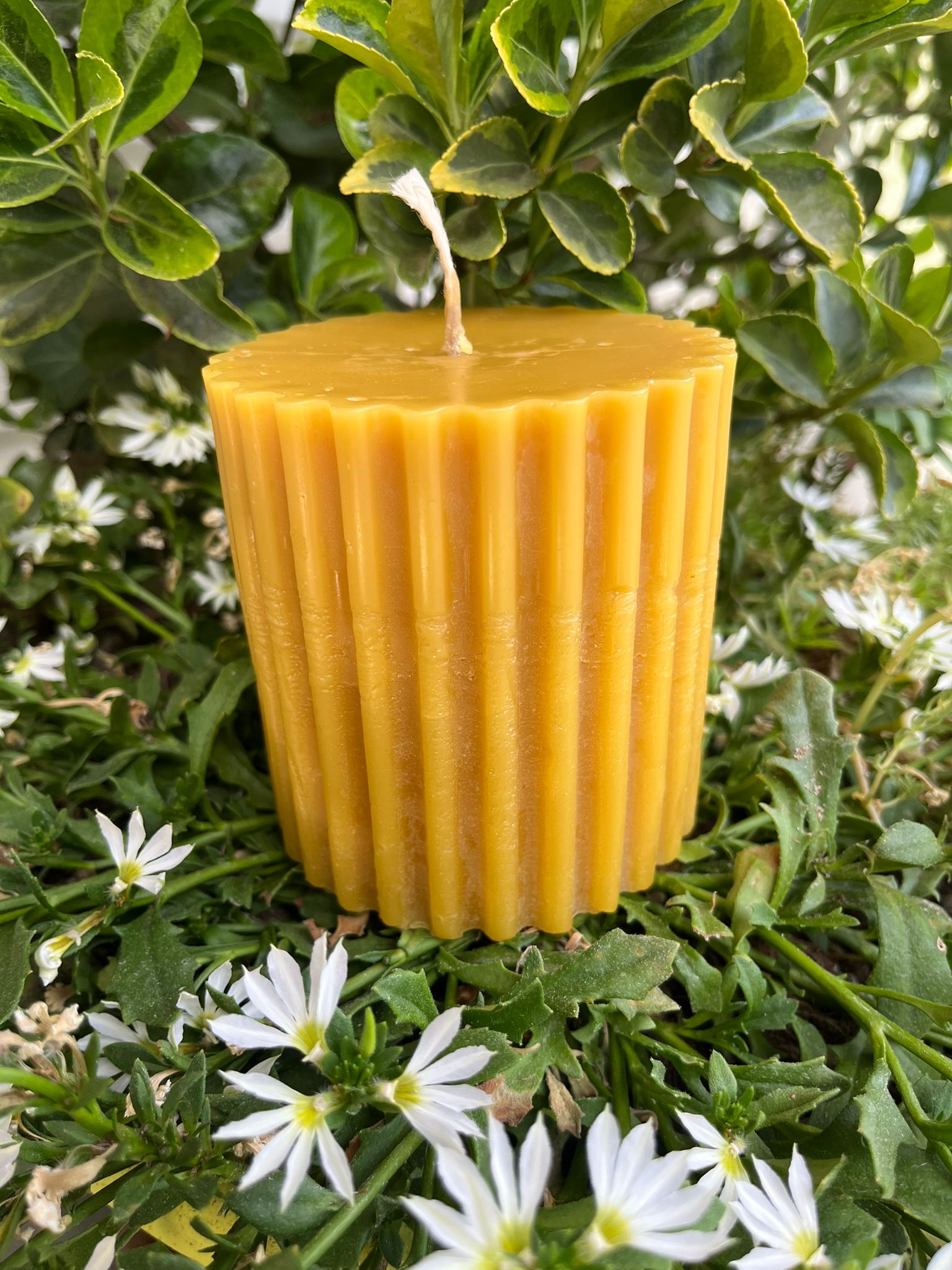Candela Cilindro Strisce grande in cera d’api (Art.276)